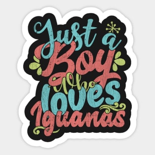 Just A Boy Who Loves Iguanas - Farmers Gift graphic Sticker